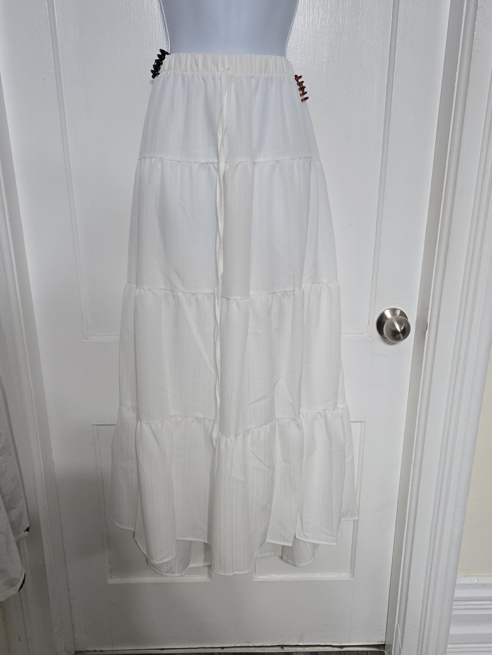 Summer White Tiered Maxi Skirt